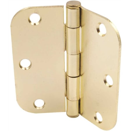 Everbilt 3-1/2 in. x 5/8 in. Radius Bright Brass Squeak-Free Door Hinge 28116